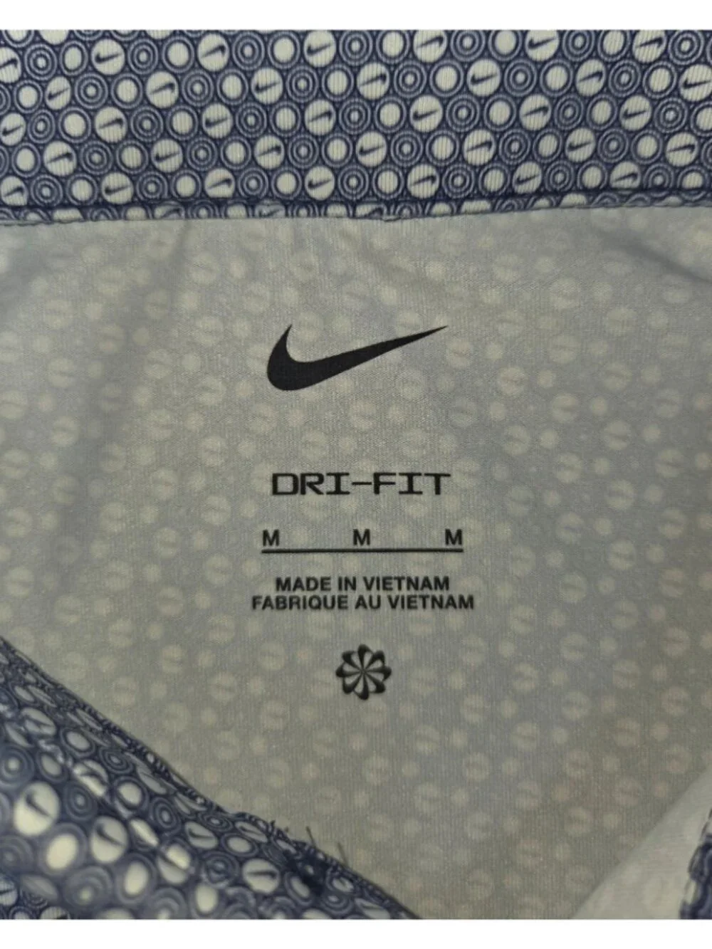 Nike Mens Dri-Fit Golf Polo Shirt Blue Patterned Medium